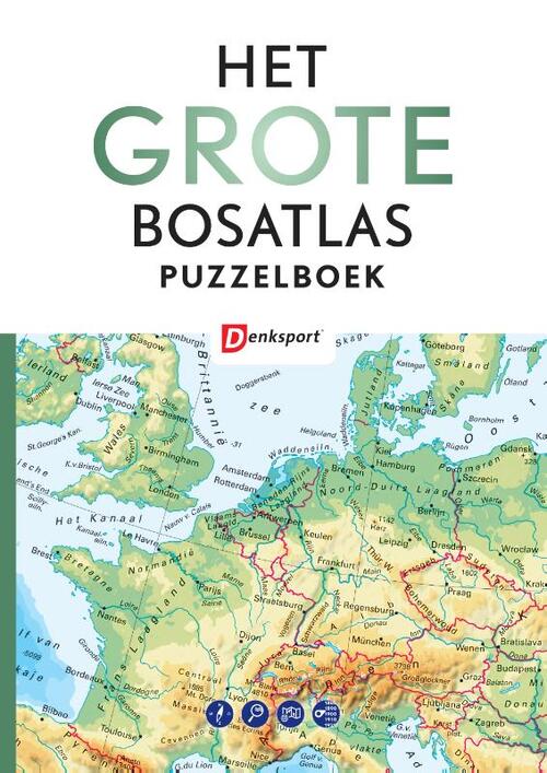 Het Grote Bosatlas puzzelboek 9789492911797 Peter Vroege Keesing   Wegenatlassen Wereld als geheel