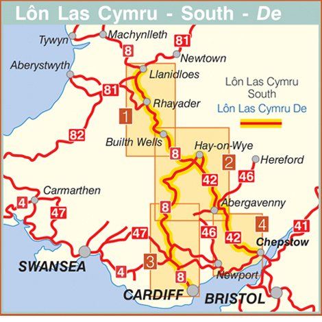 NN08 South: A  Lon Las Cymru South 9781910845486  Sustrans Nat. Cycle Network  Fietskaarten Wales