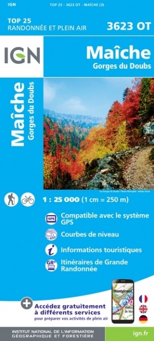 wandelkaart 3623OT Maiche,  Gorges du Doubs 1:25.000 9782758550426  IGN IGN 25 Jura (F)  Wandelkaarten Franse Jura