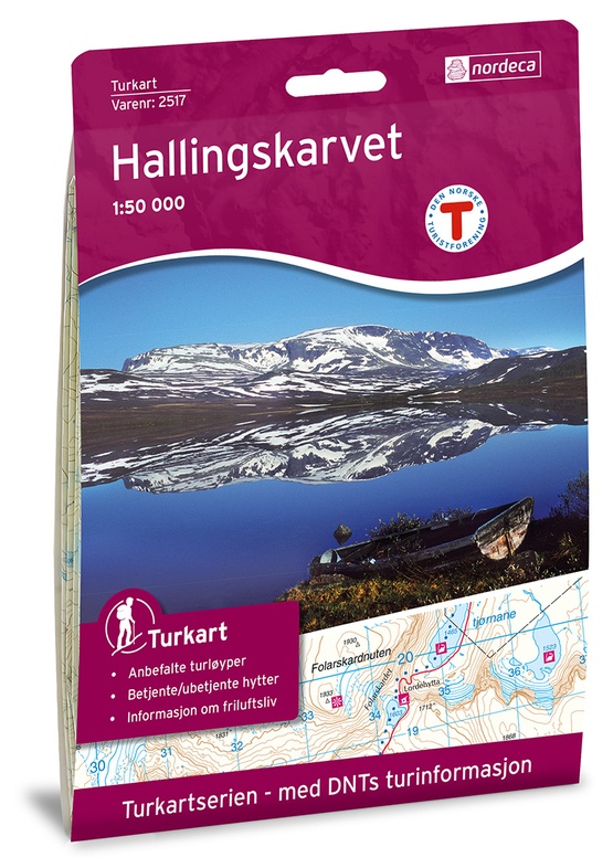 DNT-2517  Hallingskarvet | topografische wandelkaart 1:50.000 7046660025178  Nordeca Turkart Norge 1:50.000  Wandelkaarten Zuid-Noorwegen