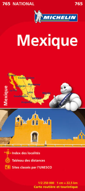 Michelin wegenkaart 765 Mexico1:2.250.000 9782067173545  Michelin   Landkaarten en wegenkaarten Mexico (en de Maya-regio)
