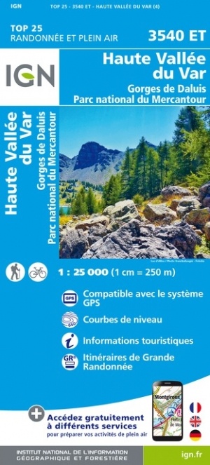 wandelkaart 3540ET Haute Vallée du Var 1:25.000 9782758545682  IGN IGN 25 Franse Alpen/ zuidhelft  Wandelkaarten Mercantour, Alpes-Maritimes