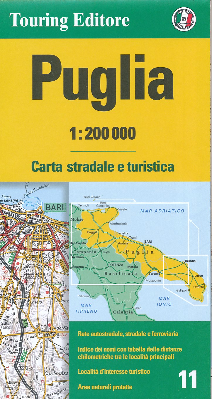 TCI-11  Puglia 1:200.000 9788836576401  TCI Italië Wegenkaarten  Landkaarten en wegenkaarten Apulië
