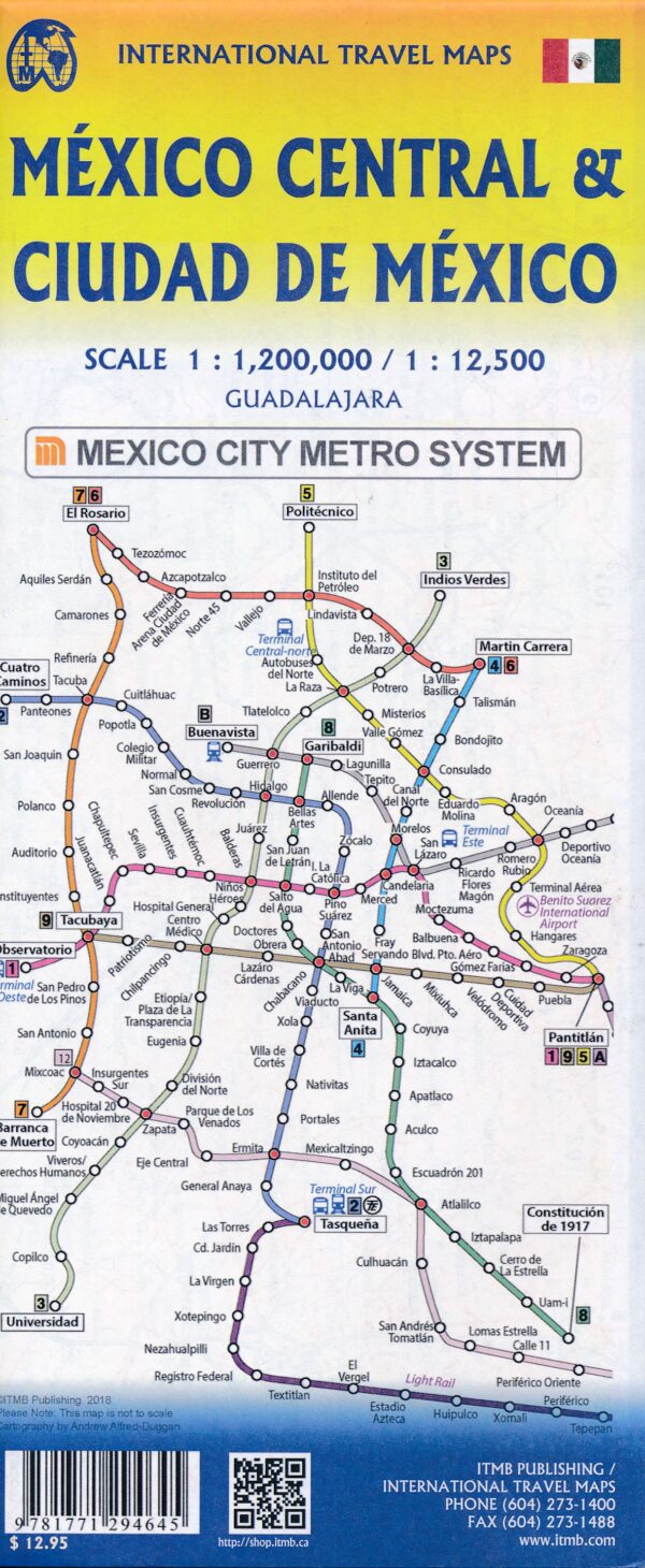 ITM Mexico City & Centraal Mexico | wegenkaart & stadsplattegrond 9781771294645  International Travel Maps   Stadsplattegronden Mexico