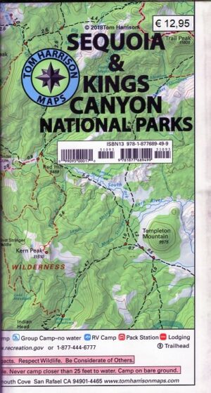 Sequoia & Kings Canyon National Parks | wandelkaart 1:126.720 9781877689499  Tom Harrison Maps   Wandelkaarten California, Nevada