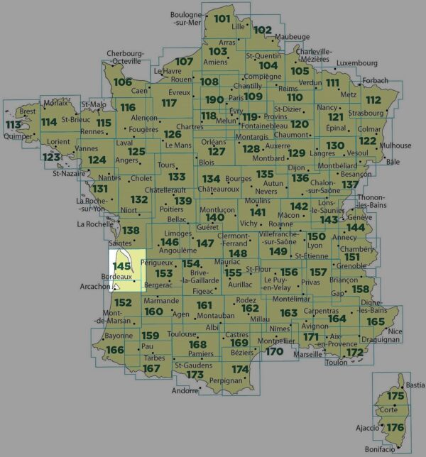 SV-145  Bordeaux, Arcachon | omgevingskaart / fietskaart 1:100.000 9782758540830  IGN Série Verte 1:100.000  Fietskaarten, Landkaarten en wegenkaarten Aquitaine, Bordeaux