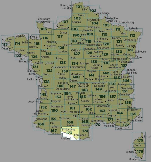 SV-173  St.Gaudens/Andorre | omgevingskaart / fietskaart 1:100.000 9782758540892  IGN Série Verte 1:100.000  Fietskaarten, Landkaarten en wegenkaarten Franse Pyreneeën