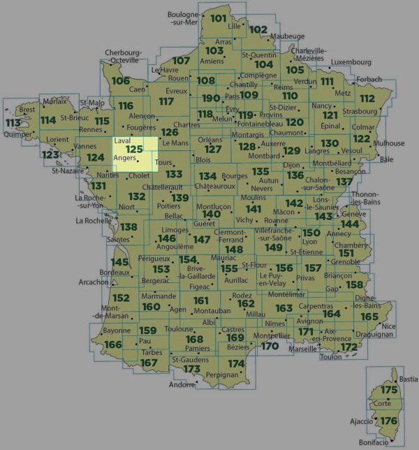 SV-125  Angers, Laval | omgevingskaart / fietskaart 1:100.000 9782758543718  IGN Série Verte 1:100.000  Fietskaarten, Landkaarten en wegenkaarten Loire & Centre