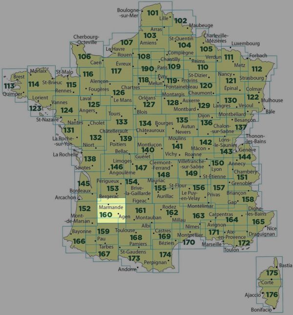 SV-160  Marmande/Agen | omgevingskaart / fietskaart 1:100.000 9782758543817  IGN Série Verte 1:100.000  Fietskaarten, Landkaarten en wegenkaarten Dordogne