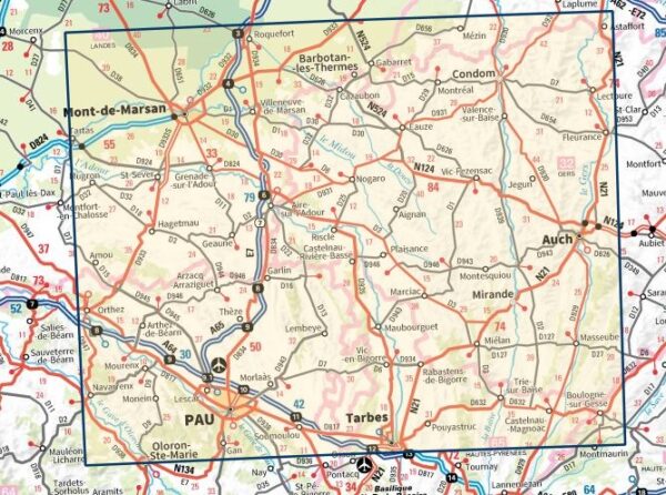 SV-159  Pau, Mont-de-Marsan | omgevingskaart / fietskaart 1:100.000 9782758547709  IGN Série Verte 1:100.000  Fietskaarten, Landkaarten en wegenkaarten Aquitaine, Bordeaux