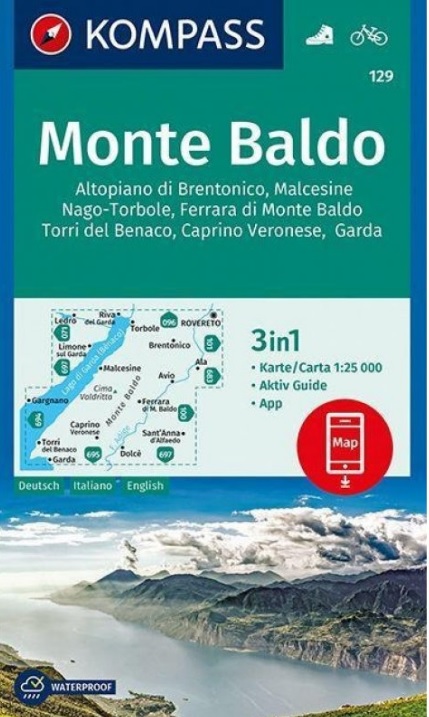 Kompass wandelkaart KP-129 Monte Baldo 1:25.000 * 9783991211112  Kompass Wandelkaarten Kompass Italië  Wandelkaarten Gardameer