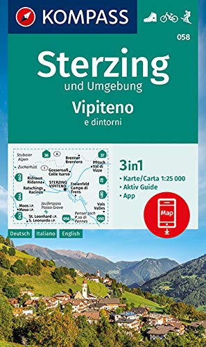 Kompass wandelkaart KP-058  Sterzing/Vipiteno 1:25.000 * 9783991211198  Kompass Wandelkaarten Kompass Zuid-Tirol, Dolomieten  Wandelkaarten Zuid-Tirol, Dolomieten