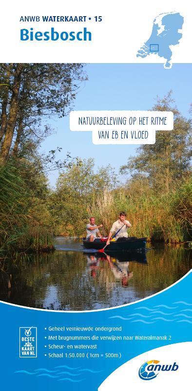 WTK-15  Biesbosch Waterkaart 9789018046101  ANWB ANWB Waterkaarten  Watersportboeken Den Haag, Rotterdam en Zuid-Holland, Noord-Brabant