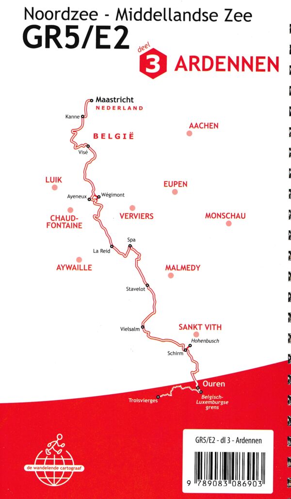 GR-5/E2 traject 1: Ardennen  wandelgids GR 5 9789083086903  De Wandelende Cartograaf   Lopen naar Rome, Meerdaagse wandelroutes, Wandelgidsen Wallonië (Ardennen)