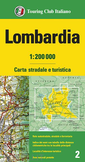 TCI-02  Lombardia 1:200.000 9788836577965  TCI Italië Wegenkaarten  Landkaarten en wegenkaarten Turijn, Piemonte