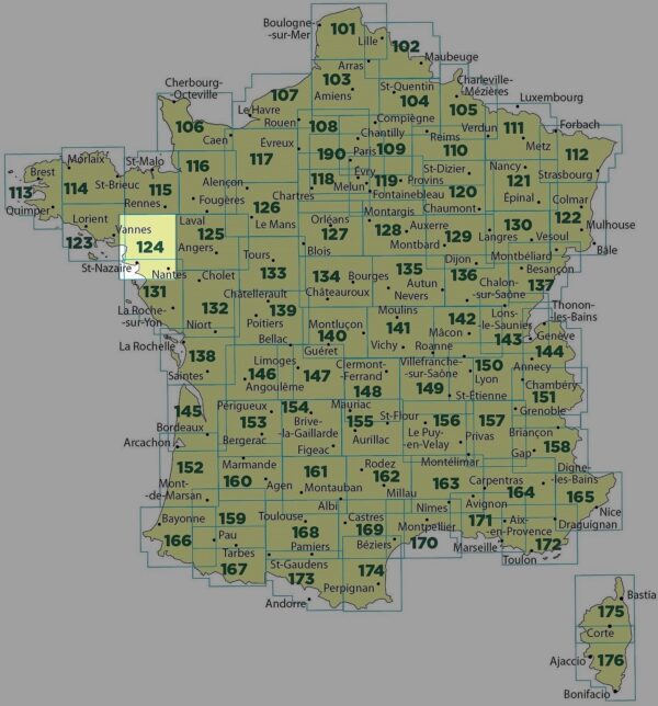 SV-124  Nantes, Saint-Nazaire | omgevingskaart / fietskaart 1:100.000 9782758543701  IGN Série Verte 1:100.000  Fietskaarten, Landkaarten en wegenkaarten Loire & Centre