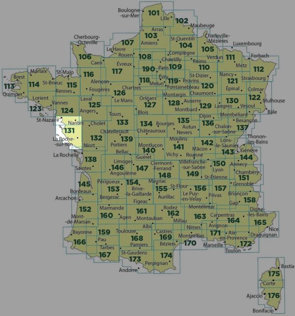 SV-131  Nantes, La Roche-sur-Yon | omgevingskaart / fietskaart 1:100.000 9782758547556  IGN Série Verte 1:100.000  Fietskaarten, Landkaarten en wegenkaarten Vendée, Charente