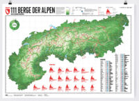 111 Alpenberge | wandkaart van de Alpen 9783946719106  Marmota Maps   Wandkaarten Zwitserland en Oostenrijk (en Alpen als geheel)