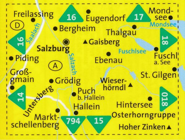 wandelkaart KP-017 Salzburg und Umgebung | Kompass 9783990448878  Kompass Wandelkaarten Kompass Oostenrijk  Wandelkaarten Salzburger Land & Stiermarken