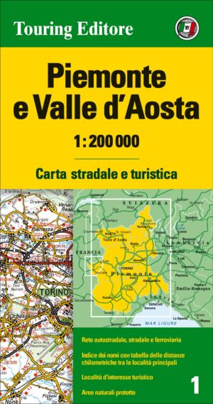 TCI-01  Piemonte / Aosta 1:200.000 * 9788836576395  TCI Italië Wegenkaarten  Landkaarten en wegenkaarten Aosta, Gran Paradiso