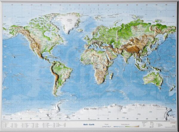 Reliëfkaart van de wereld (1:53mln.) 4280000664341  Georelief   Wandkaarten Wereld als geheel