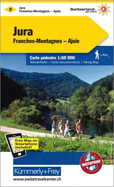 KFW-03  Franches Montagnes, Jura | wandelkaart / overzichtskaart 9783259022030  Kümmerly & Frey KFW 1:60.000  Wandelkaarten Jura, Genève, Vaud