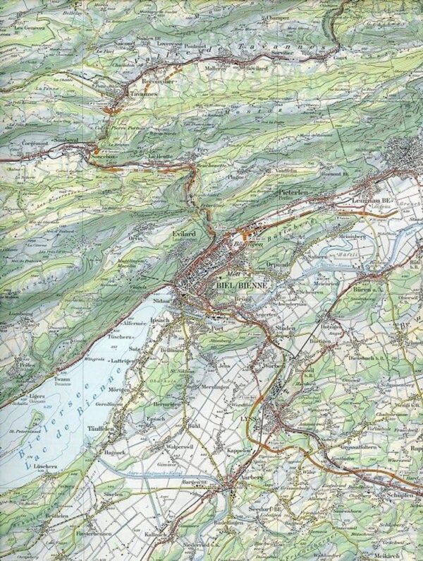 CH-31 omgeving Biel / Bienne overzichtskaart 1:100.000 9783302000312  Bundesamt / Swisstopo LKS 1:100.000  Landkaarten en wegenkaarten Jura, Genève, Vaud
