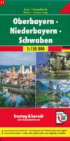 Oberbayern - Niederbayern - Schwaben wegenkaart / overzichtskaart 1:150.000 9783707918113  Freytag & Berndt F&B deelkaarten Duitsland  Landkaarten en wegenkaarten Beieren