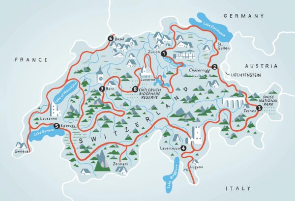 reisgids Zwitserland | Grand Tour of Switzerland Touring Guide 9783828308619  Hallwag / Kümmerly & Frey   Landkaarten en wegenkaarten, Reisgidsen Zwitserland