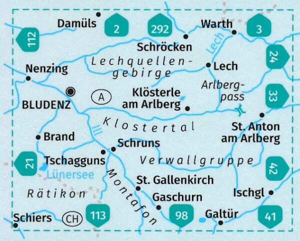 wandelkaart KP-32 Bludenz-Schruns-Klostertal | Kompass 9783990446607  Kompass Wandelkaarten Kompass Oostenrijk  Wandelkaarten Vorarlberg