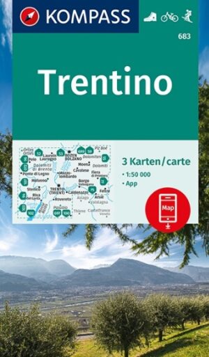 Kompass wandelkaart KP-683  wandelkaart Trentino 9783991212461  Kompass Wandelkaarten Kompass Zuid-Tirol, Dolomieten  Wandelkaarten Zuid-Tirol, Dolomieten