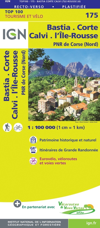 SV-175  Bastia/Corte (Corse Nord) | omgevingskaart / fietskaart 1:100.000 9782758547792  IGN Série Verte 1:100.000  Fietskaarten, Landkaarten en wegenkaarten Corsica