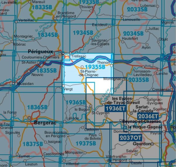 wandelkaart 1935-SB  Vergt, Thenon 1:25.000 9782758547976  IGN IGN 25 Aquitaine  Wandelkaarten Dordogne