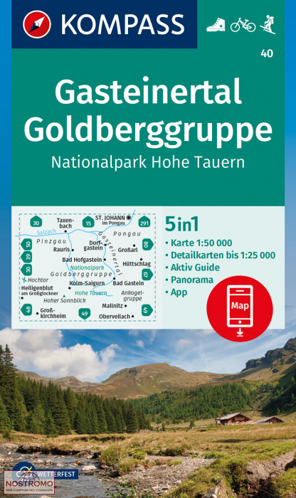 wandelkaart KP-40 Gasteinertal, Goldberggruppe | Kompass 9783991212553  Kompass Wandelkaarten Kompass Oostenrijk  Wandelkaarten Salzburger Land & Stiermarken