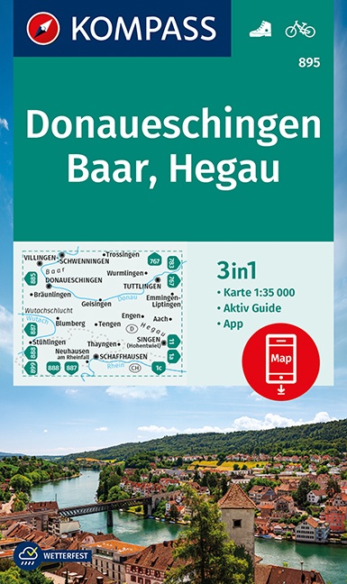 Kompass wandelkaart KP-895 Donaueschingen/Baar/Hegau 9783991212768  Kompass Wandelkaarten Kompass Bodensee / Schw. Alb  Wandelkaarten Bodenmeer, Schwäbische Alb