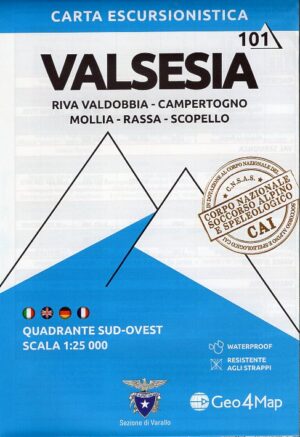 G4M-101 Valsesia (zuid-west) | wandelkaart 1:25.000 9788899606367  Geo4Map   Wandelkaarten Turijn, Piemonte
