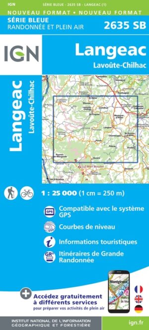 wandelkaart 2635-SB Langeac, Lavoûte-Chilhac 1:25.000 9782758548775  IGN IGN 25 Auvergne  Wandelkaarten Auvergne