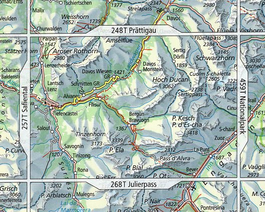 topografische wandelkaart 258T  Bergün [2022] 9783302302584  Bundesamt / Swisstopo T-serie 1:50.000  Wandelkaarten Graubünden
