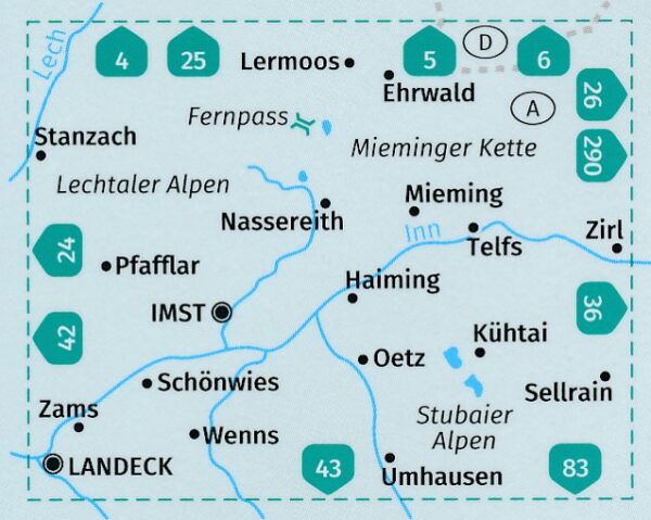Kompass wandelkaart KP-35 Imst, Telfs, Kühtai, Mieminger Kette 9783991212577  Kompass   Wandelkaarten Tirol