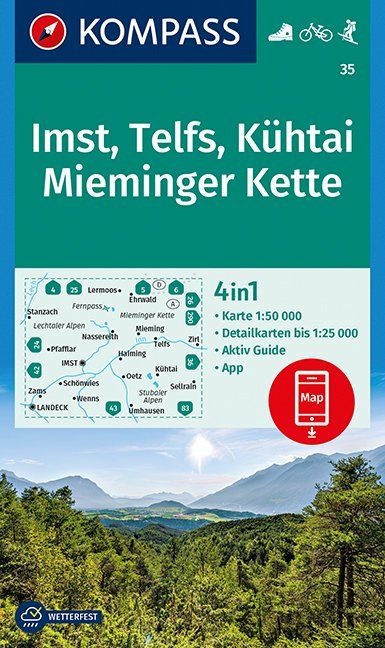 Kompass wandelkaart KP-35 Imst, Telfs, Kühtai, Mieminger Kette * 9783991212577  Kompass   Wandelkaarten Tirol