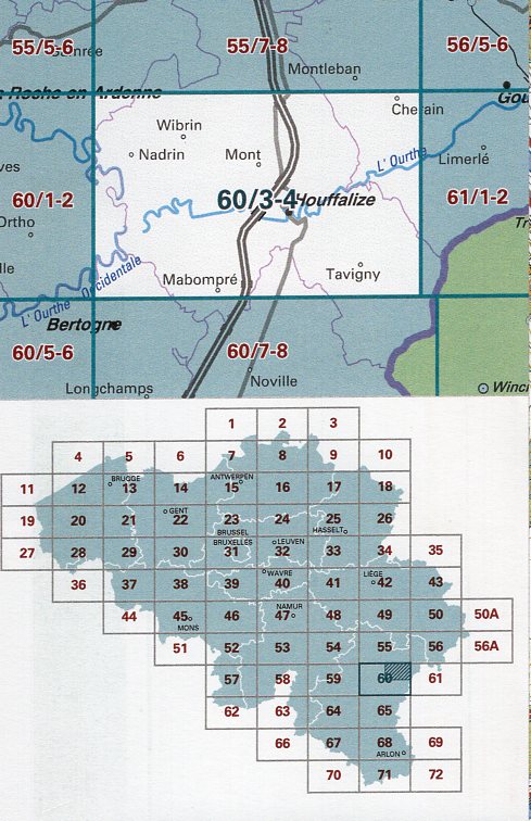 NGI-60/3-4  Wibrin-Houffalize | topografische wandelkaart 1:25.000 9789462354425  Nationaal Geografisch Instituut NGI Wallonië 1:25.000  Wandelkaarten Wallonië (Ardennen)