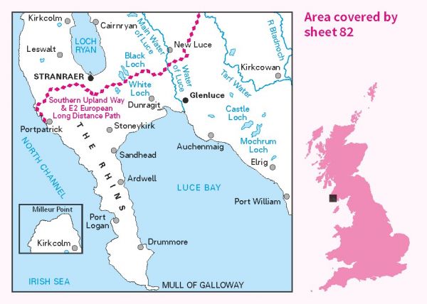 LR-082  Stranraer, Glenluce | topografische wandelkaart 9780319261804  Ordnance Survey Landranger Maps 1:50.000  Wandelkaarten Zuid-Schotland