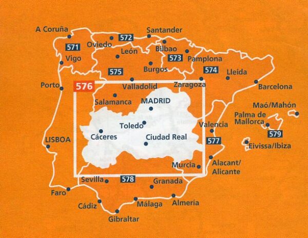 Michelin wegenkaart 576 Extremadura, Castilla, Madrid 1:400.000 9782067184329  Michelin Michelin Spanje Regionaal  Landkaarten en wegenkaarten Madrid & Midden-Spanje