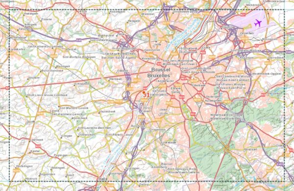 NGI-31  Brussel (topografische kaart 1:50.000) 9789462351011  NGI Belgie 1:50.000  Wandelkaarten Brussel