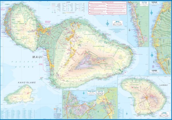 ITM wegenkaart, overzichtskaart Maui, Kauai, Molokai 1:100.000 9781771293396  International Travel Maps   Landkaarten en wegenkaarten Hawaii