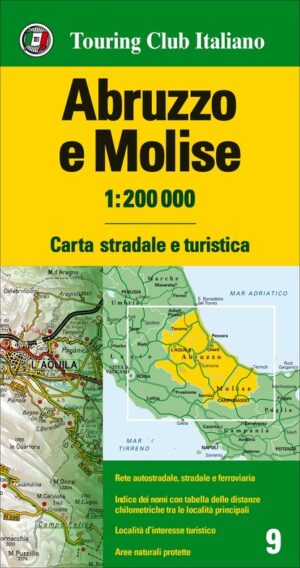TCI-09  Abruzzo / Molise 1:200.000 9788836577941  TCI Italië Wegenkaarten  Landkaarten en wegenkaarten Abruzzen en Molise