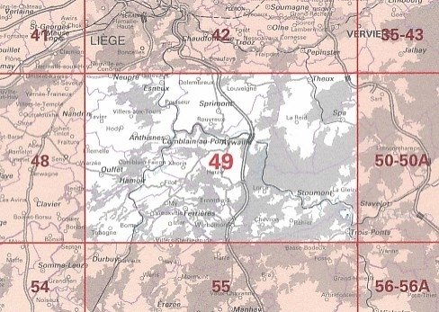 NGI-49  Spa (topografische kaart 1:50.000) 9789462354937  Nationaal Geografisch Instituut NGI Wallonië 1:50.000  Wandelkaarten Wallonië (Ardennen)