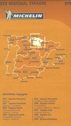 573  España Norte | Michelin wegenkaart, autokaart 1:250.000 9782067184176  Michelin Michelin Spanje Regionaal  Landkaarten en wegenkaarten Baskenland, Navarra, Rioja