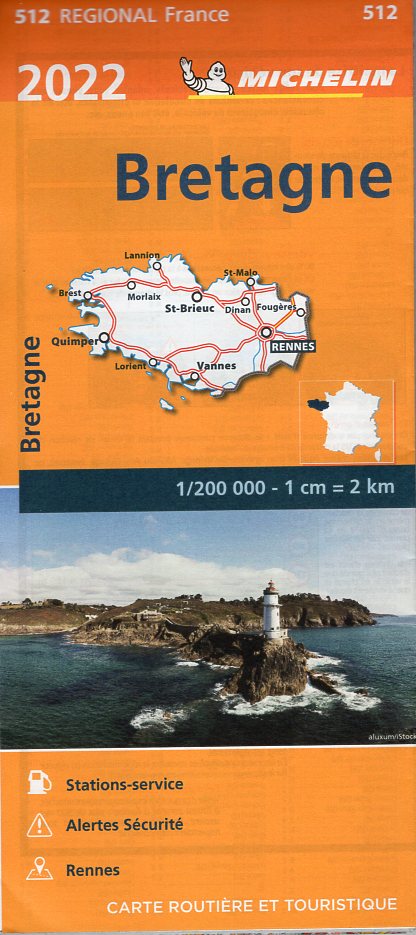 512 Bretagne 1:200.000 | Michelin  wegenkaart, autokaart 1:200.000 9782067254381  Michelin Regionale kaarten  Landkaarten en wegenkaarten Bretagne