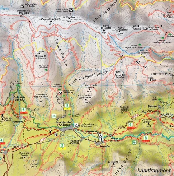 overzichtskaart La Alpujarra y la Costa 1:100.000 9788494365263  Penibetica   Landkaarten en wegenkaarten Prov. Málaga & Granada, Grazalema, Sierra Nevada